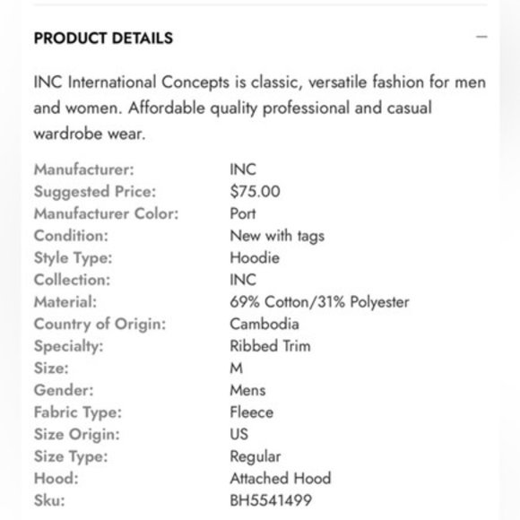 INC International Concepts Mens Fleece Moto Hoodie XXL NWT - Picture 2 of 2